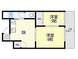 パール・ヴィレ 2DKの間取図画像