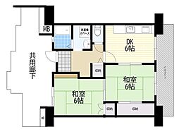 UR都市機構アルビス池田102棟 2DKの間取図画像