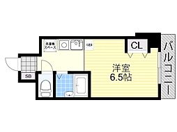 キャッスル北沢新大阪 1Kの間取図画像
