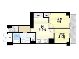 メゾンドール千里泉ケ丘1号館 2DKの間取図画像