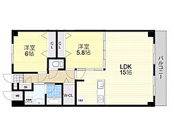 INFINI12江坂ガーデン 2LDKの間取図画像