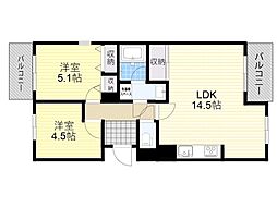 エアフォルクトクラヒガシ 2LDKの間取図画像