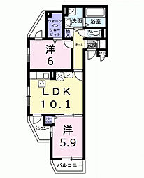 ブリリアント 2LDKの間取図画像