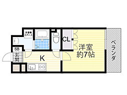 グリーンヒル3 1Kの間取図画像