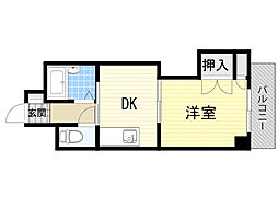 第2東三国グランドハイツ北 1DKの間取図画像
