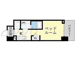 エスリードレジデンス大阪グランノース2 1Kの間取図画像