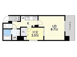 ファーストフィオーレ江坂垂水町II 1LDKの間取図画像