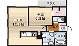プレジール小野原 1LDKの間取図画像