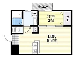 阪急宝塚本線 川西能勢口駅 徒歩5分の賃貸アパート 2階1LDKの間取り