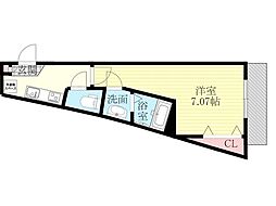 阪急京都本線 上新庄駅 徒歩5分の賃貸アパート 3階1Kの間取り