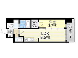 JR東海道・山陽本線 東淀川駅 徒歩4分の賃貸マンション 4階1LDKの間取り