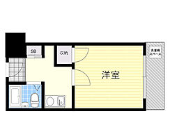 阪急箕面線 箕面駅 徒歩3分の賃貸マンション 3階1Kの間取り