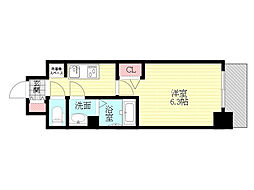 阪急千里線 淡路駅 徒歩3分の賃貸マンション 4階1Kの間取り