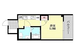 Osaka Metro御堂筋線 西中島南方駅 徒歩10分の賃貸マンション 9階ワンルームの間取り