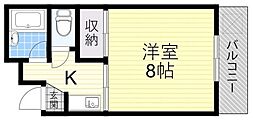 阪急千里線 豊津駅 徒歩10分の賃貸マンション 1階1Kの間取り