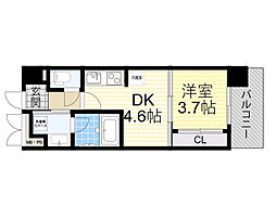 Osaka Metro御堂筋線 西中島南方駅 徒歩9分の賃貸マンション 7階1DKの間取り