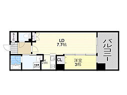 阪急千里線 下新庄駅 徒歩6分の賃貸マンション 3階1LDKの間取り
