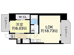 JR東海道・山陽本線 東淀川駅 徒歩6分の賃貸マンション 8階1LDKの間取り