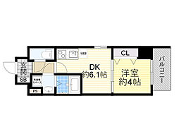 Osaka Metro御堂筋線 江坂駅 徒歩13分の賃貸マンション 3階1DKの間取り