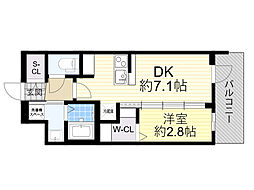 阪急京都本線 崇禅寺駅 徒歩6分の賃貸マンション 5階1DKの間取り