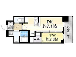 阪急京都本線 崇禅寺駅 徒歩6分の賃貸マンション 7階1DKの間取り