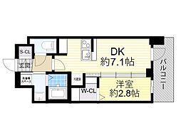 阪急京都本線 崇禅寺駅 徒歩6分の賃貸マンション 8階1DKの間取り