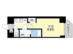 阪急京都本線 上新庄駅 徒歩4分の賃貸マンション 10階1Kの間取り