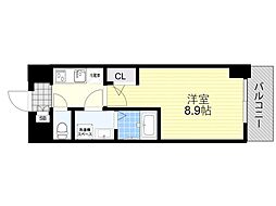 阪急京都本線 上新庄駅 徒歩4分の賃貸マンション 11階1Kの間取り