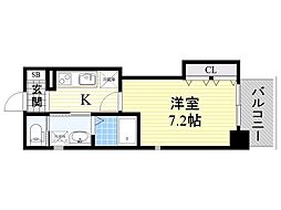 北大阪急行電鉄 江坂駅 徒歩3分の賃貸マンション 10階1Kの間取り