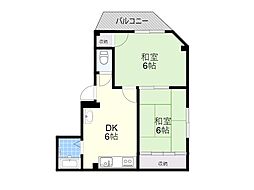 JR東海道・山陽本線 塚本駅 徒歩8分の賃貸マンション 3階2DKの間取り