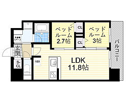 Osaka Metro御堂筋線 新大阪駅 徒歩10分の賃貸マンション 8階2LDKの間取り