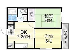 JR東海道・山陽本線 塚本駅 徒歩8分の賃貸アパート 2階2DKの間取り