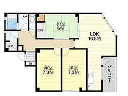 阪神本線 姫島駅 徒歩9分の賃貸マンション 1階3LDKの間取り
