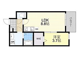 阪急京都本線 正雀駅 徒歩10分の賃貸アパート 1階1LDKの間取り