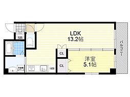 阪急宝塚本線 雲雀丘花屋敷駅 徒歩3分の賃貸マンション 2階1LDKの間取り