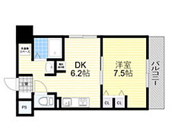 阪急千里線 吹田駅 徒歩3分の賃貸マンション 7階1DKの間取り