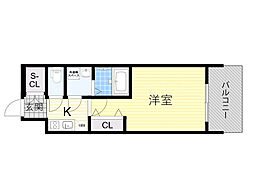 JR東西線 御幣島駅 徒歩9分の賃貸マンション 9階1Kの間取り