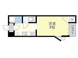 阪急千里線 下新庄駅 徒歩4分の賃貸マンション 4階1DKの間取り