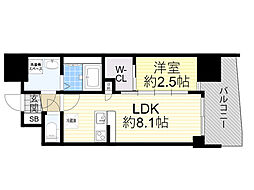 セレニテ新大阪ミラク弐番館 6階1LDKの間取り