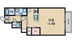 カーサヴェルデ 1階ワンルームの間取り