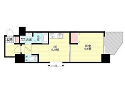 Gramercy Juso-higashi 3rd 6階1DKの間取り