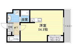 Gardenside Ouji 4階ワンルームの間取り