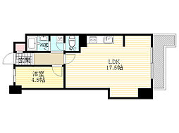 ホワイトハイデンス新大阪 4階1LDKの間取り