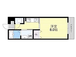 ネクスプロス千里丘 2階1Kの間取り
