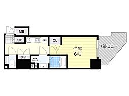 ファーストフィオーレ吹田レガーメ 11階1Kの間取り