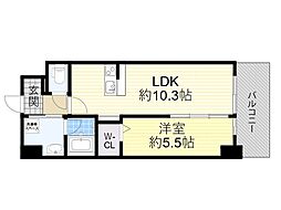 ストーリア茨木 10階1LDKの間取り