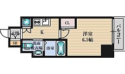 レジュールアッシュ北大阪GRAND STAGE 8階1Kの間取り