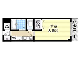 ラ・エスポワール 3階1Kの間取り