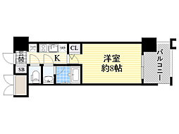 パークフラッツ江坂 10階1Kの間取り