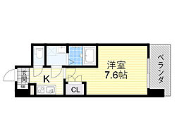 WGB江坂 7階1Kの間取り